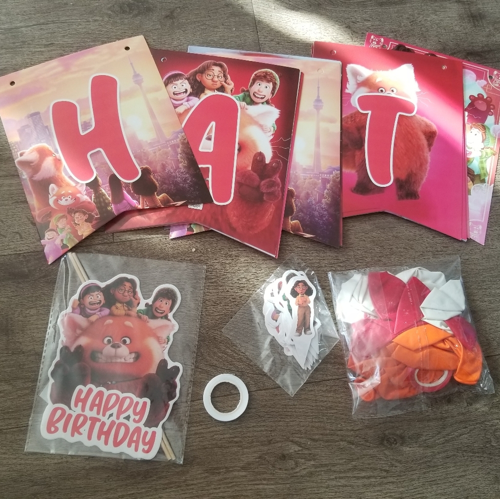 Turning Red Birthday Party Banner and Decorations